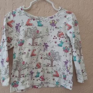 🦊🍁The Children's Place  Woodland Animal and fairies long sleeved top white  3t